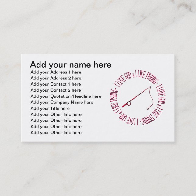 Tarjeta De Visita Amo a dios y tengo gusto de pescar (Anverso)