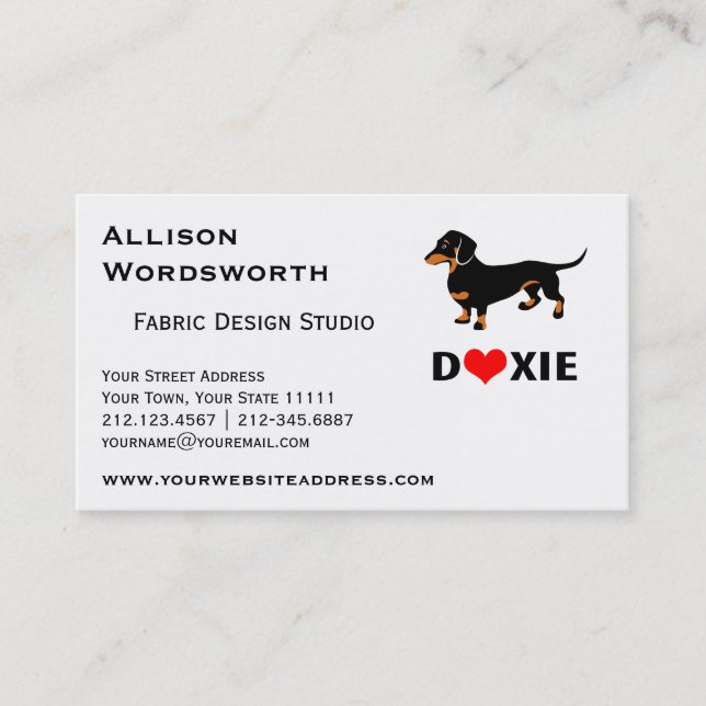 Tarjeta De Visita Amo a Doxies - negro y bronceo el Dachshund (Anverso)