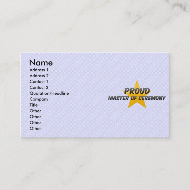 Tarjeta De Visita Amo de la ceremonia orgulloso (Anverso)