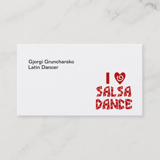 Tarjeta De Visita Amo el negocio latino del instructor de la danza (Anverso)