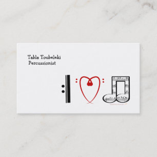 Tarjeta De Visita Amo la música (las notas del corazón de I)