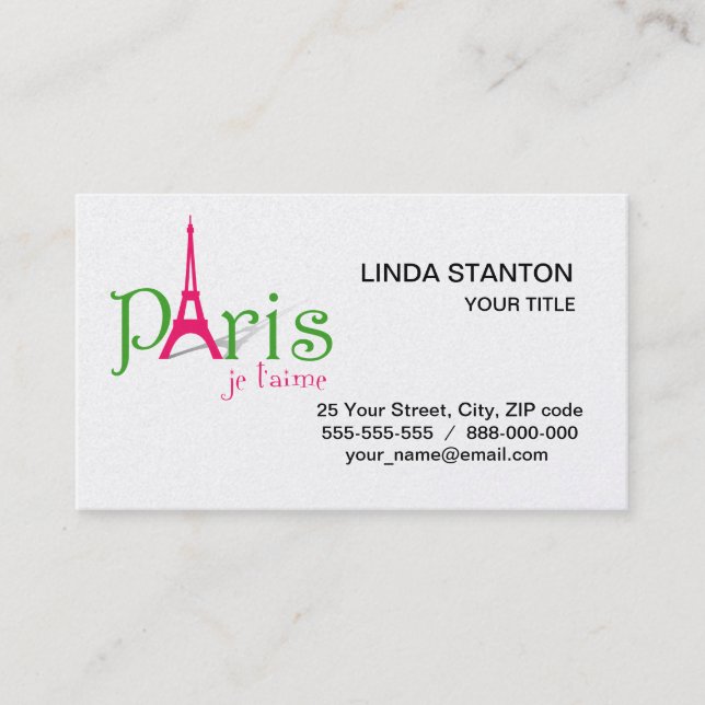 Tarjeta De Visita Amo París (Anverso)