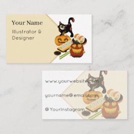 Tarjeta De Visita Amor Calabaza y Gato Negro Sigiloso Sushi de Hallo