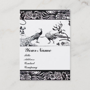 Tarjeta De Visita AMOR DE AVES DE BODAS MONOGRAMA, negro y blanco