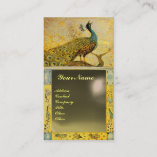 Tarjeta De Visita AMOR DE BODAS MONOGRAMA DE PAVO REAL amarillo gris