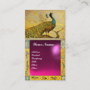 Tarjeta De Visita AMOR DE BODAS MONOGRAMA DE PAVO REAL amarillo rosa