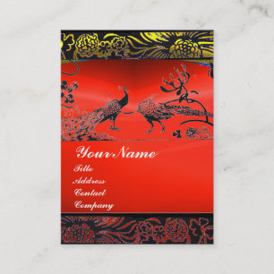 Tarjeta De Visita AMOR DE BODAS PÁJAROS negro blanco,rojo rubí