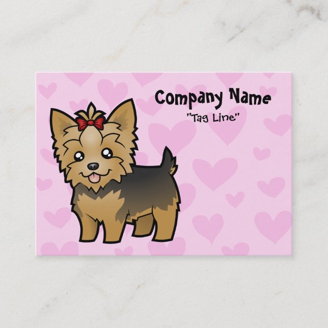 Tarjeta De Visita Amor de Yorkshire Terrier (pelo corto con el arco) (Anverso)