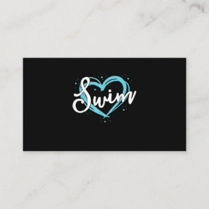 Tarjeta De Visita Amor Natación Equipo De Natación Heart Lover Blue