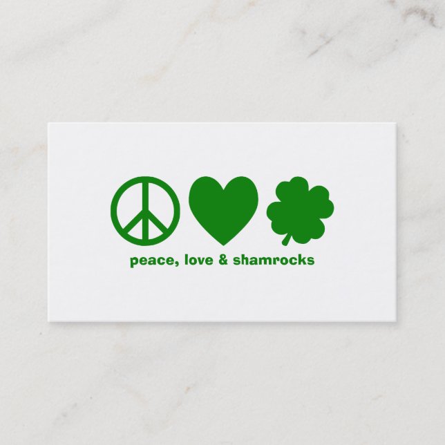 Tarjeta De Visita Amor por la Paz Verde y Shamrock (Anverso)