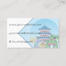 Tarjeta De Visita Amor y gastronomía japonesa con gato y ranas