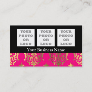 Tarjeta De Visita Amordaza rosa y dorado brillante en negro