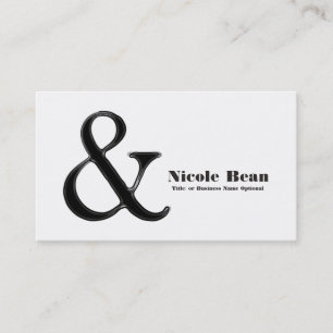 Tarjeta De Visita Ampersand Chic moderno personalizado en blanco y n