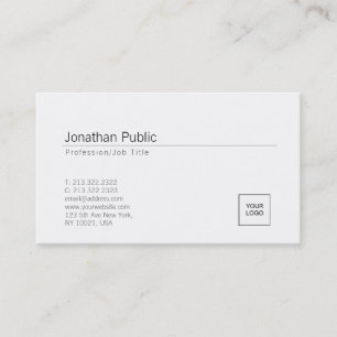 Tarjeta De Visita Añada su diseño mínimo blanco elegante del