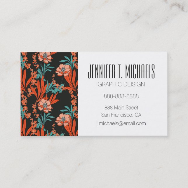 Tarjeta De Visita Añada su estampado de flores abstracto el | (Anverso)