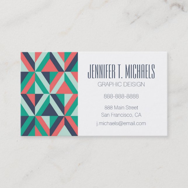 Tarjeta De Visita Añada su geométrico moderno de los mediados de (Anverso)