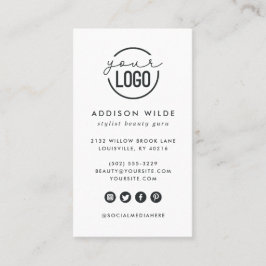 Tarjeta De Visita Añadir el logotipo blanco simple vertical minimali