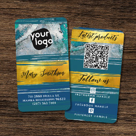Tarjeta De Visita Añadir el logotipo Código QR y verde de oro para m