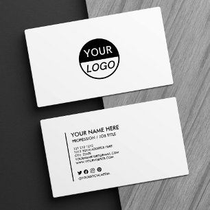 Tarjeta De Visita Añadir el logotipo Minimalista negro y blanco
