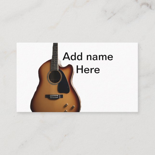 Tarjeta De Visita Añadir el nombre texto guitarra acústica marrón ed (Anverso)