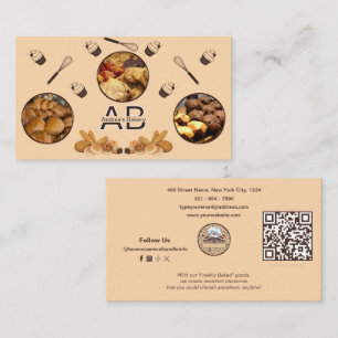 Tarjeta De Visita Añadir fotos lindo Monograma profesional Panadería