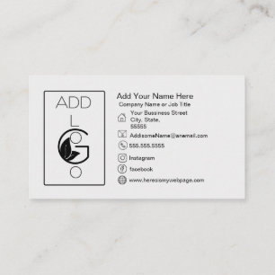 Tarjeta De Visita Añadir logotipo Black White Simple Bold Business C