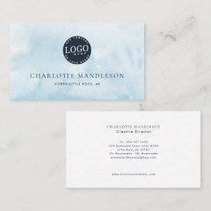 Tarjeta De Visita Añadir logotipo de la compañía azul acuarela Minim