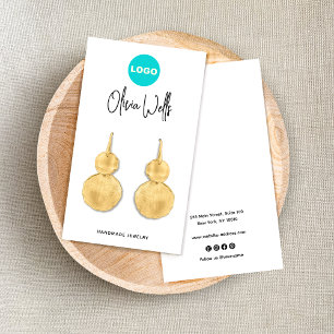 Tarjeta De Visita Añadir logotipo Firma Script White Earls Jewelry