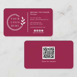 Tarjeta De Visita Añadir logotipo Social Media QR Code Corporate