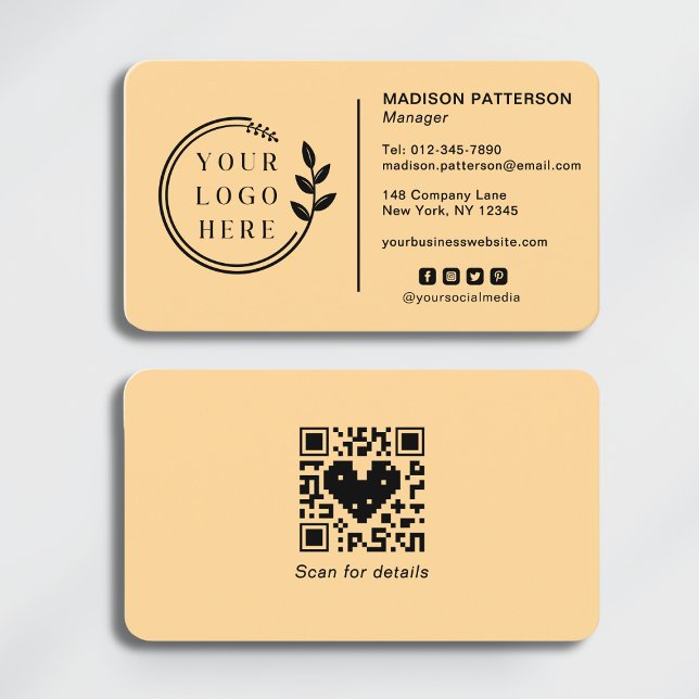 Tarjeta De Visita Añadir logotipo Social Media QR Código Empresa (Subido por el creador)