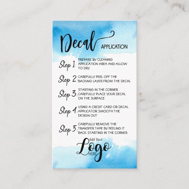 Tarjeta De Visita AÑADIR SU APLICACIÓN LOGO decal CARE CARDS vinilo (Anverso)