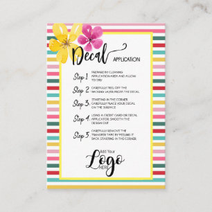 Tarjeta De Visita AÑADIR SU APLICACIÓN LOGO decal CARE CARDS vinilo