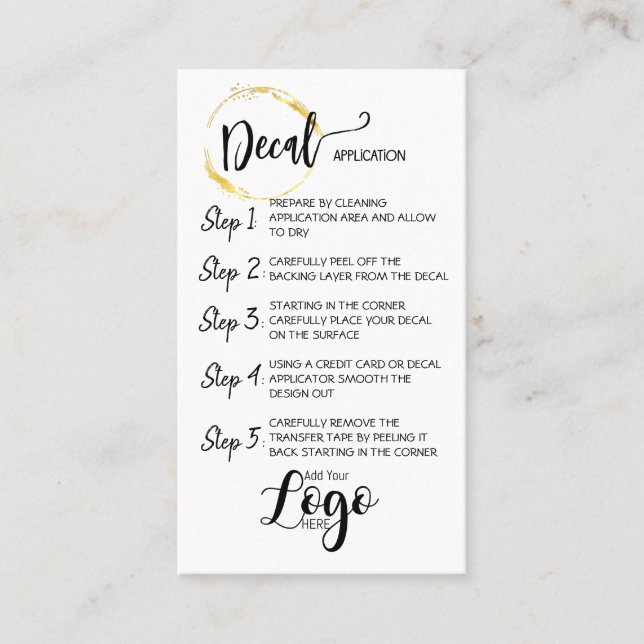 Tarjeta De Visita AÑADIR SU APLICACIÓN LOGO decal CARE CARDS vinilo (Anverso)