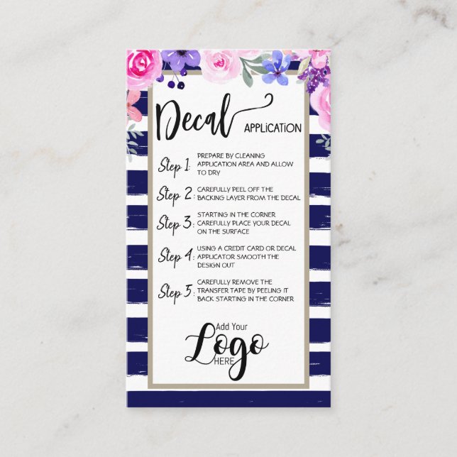 Tarjeta De Visita AÑADIR SU APLICACIÓN LOGO decal CARE CARDS vinilo (Anverso)