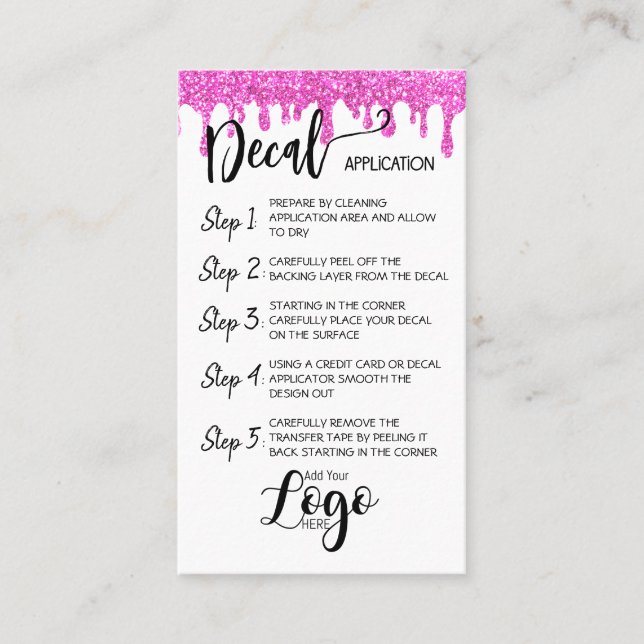 Tarjeta De Visita AÑADIR SU APLICACIÓN LOGO decal CARE CARDS vinilo (Anverso)