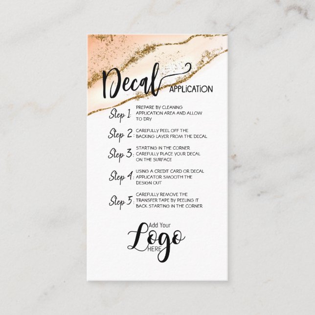 Tarjeta De Visita AÑADIR SU APLICACIÓN LOGO decal CARE CARDS vinilo (Anverso)