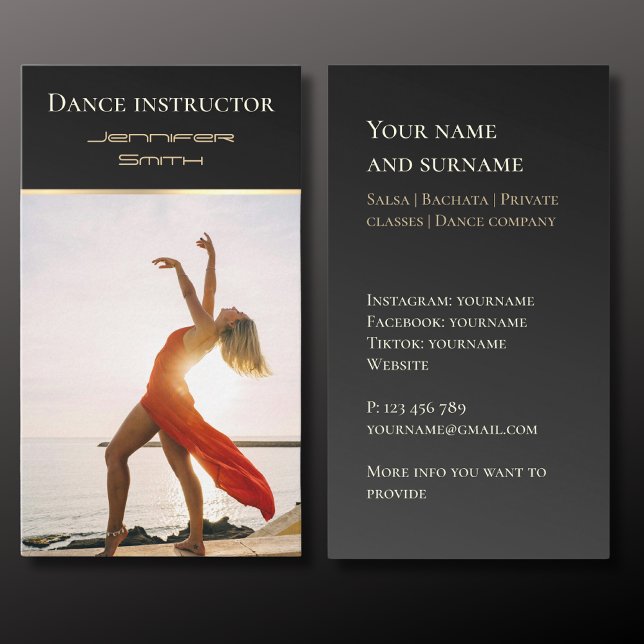 Tarjeta De Visita Añadir su instructor de danza fotográfica Business (Subido por el creador)