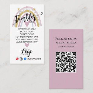 Tarjeta De Visita AÑADIR SU LOGO tumbler CARE vinilo business rainbo