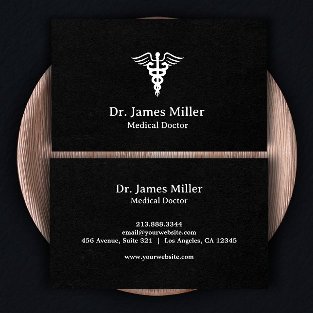 Tarjeta De Visita Añadir su nombre Símbolo médico de Caduceus blanco (Subido por el creador)