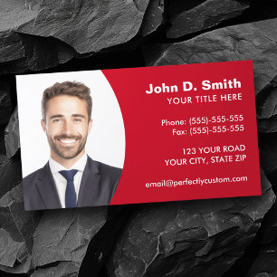 Tarjeta De Visita Añadir su propia foto moderna de rojo profesional