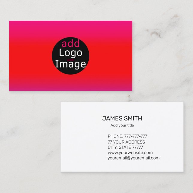 Tarjeta De Visita Añadir su propio Personalizable de imagen magenta (Anverso / Reverso)