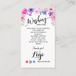 Tarjeta De Visita AÑADIR SUS INSTRUCCIONES DE lavado DE LOGOTIPO TA