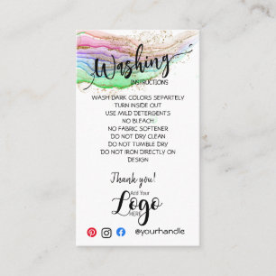 Tarjeta De Visita AÑADIR SUS INSTRUCCIONES DE lavado DE LOGOTIPO TAR