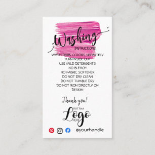 Tarjeta De Visita AÑADIR SUS INSTRUCCIONES DE lavado DE LOGOTIPO TAR