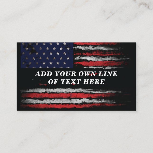 Tarjeta De Visita Añadir tu propio texto a la bandera norteamericana (Anverso)