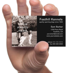Tarjeta De Visita Añadir una foto simple en negro con texto blanco