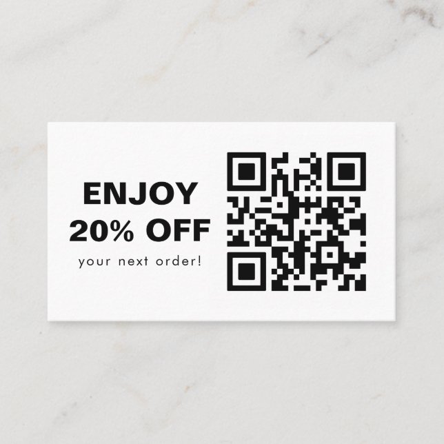 Tarjeta De Visita Analizar código QR Código de descuento en blanco y (Anverso)