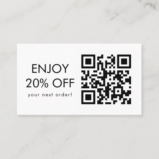 Tarjeta De Visita Analizar código QR Código de descuento en blanco y (Anverso)