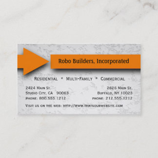 Tarjeta de visita anaranjada de construcción de la