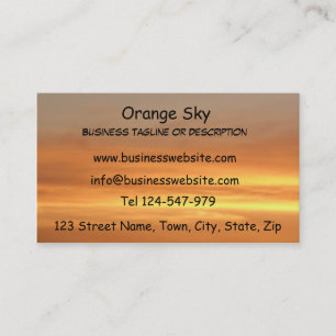 Tarjeta de visita anaranjada de la puesta del sol